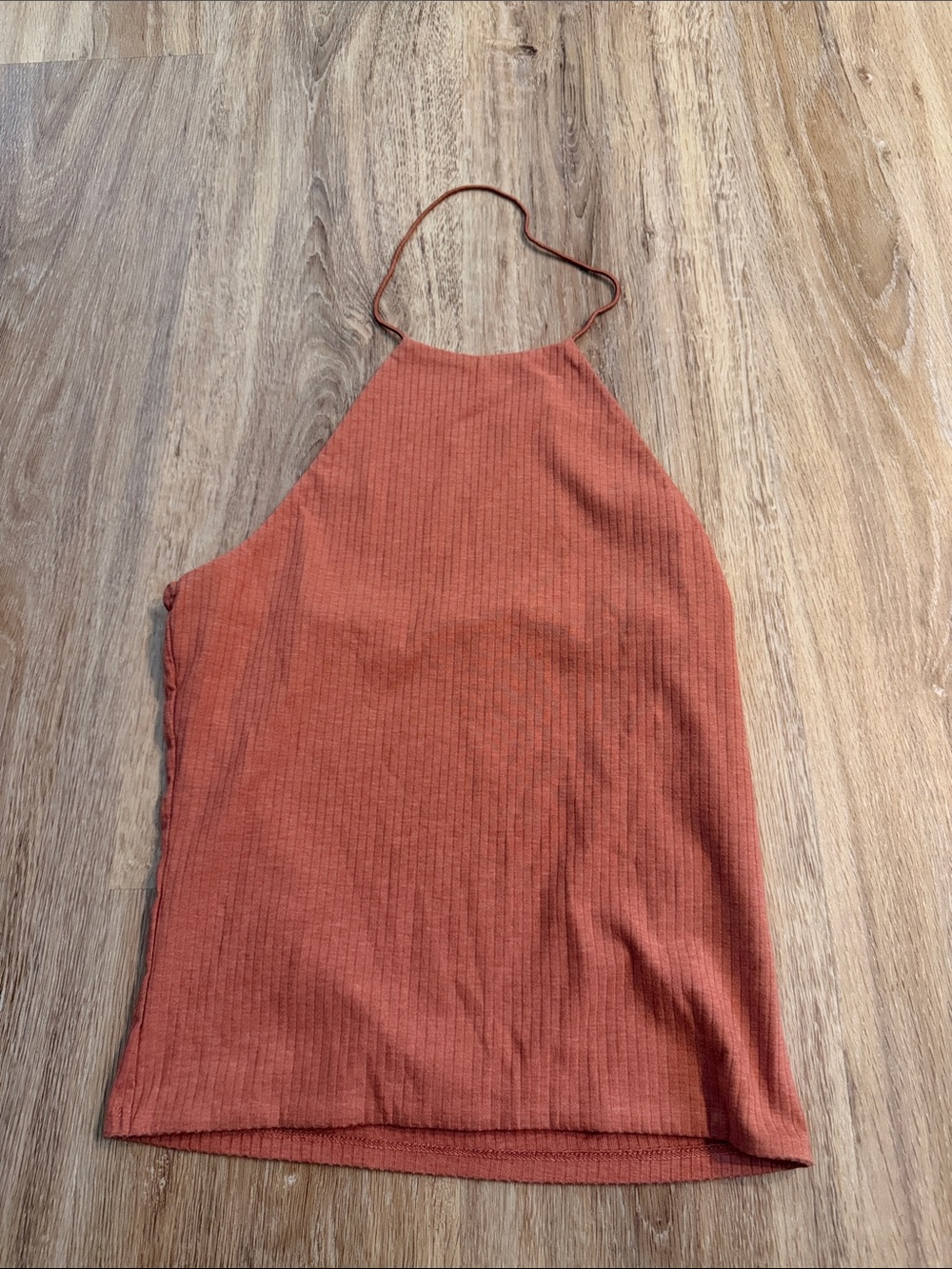 Me to We Rust Halter Ribbed Tank Top